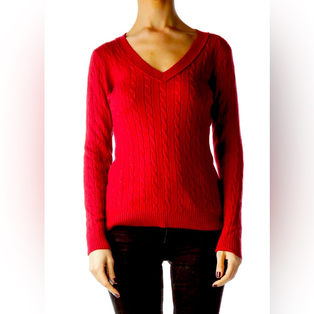 LOFT Cable Knit Red Sweater - Medium like new!